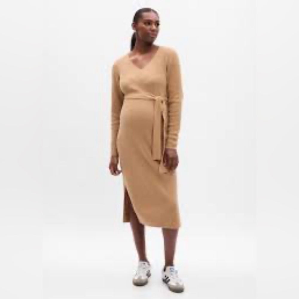 Maternity CashSoft Belted Midi Sweater Dress